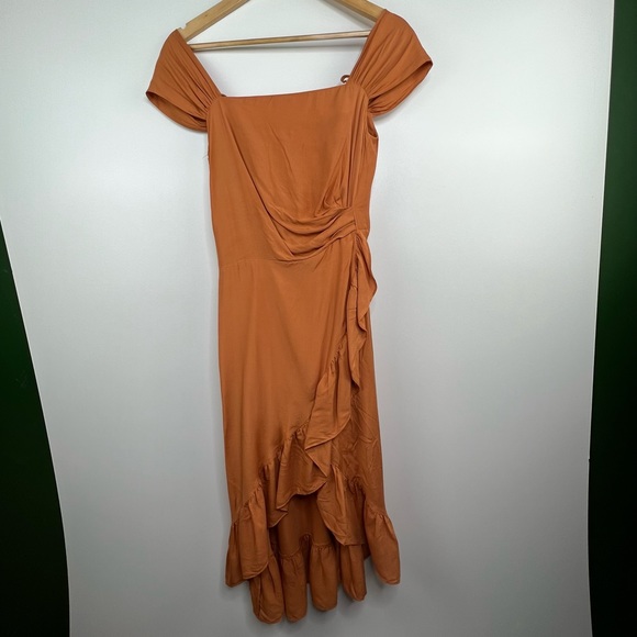 MAJE PARIS Burnt Orange Wrap Ruffle Dress - Picture 3 of 12